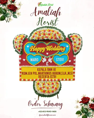 Karangan Papan Bunga Pernikahan di Kastela